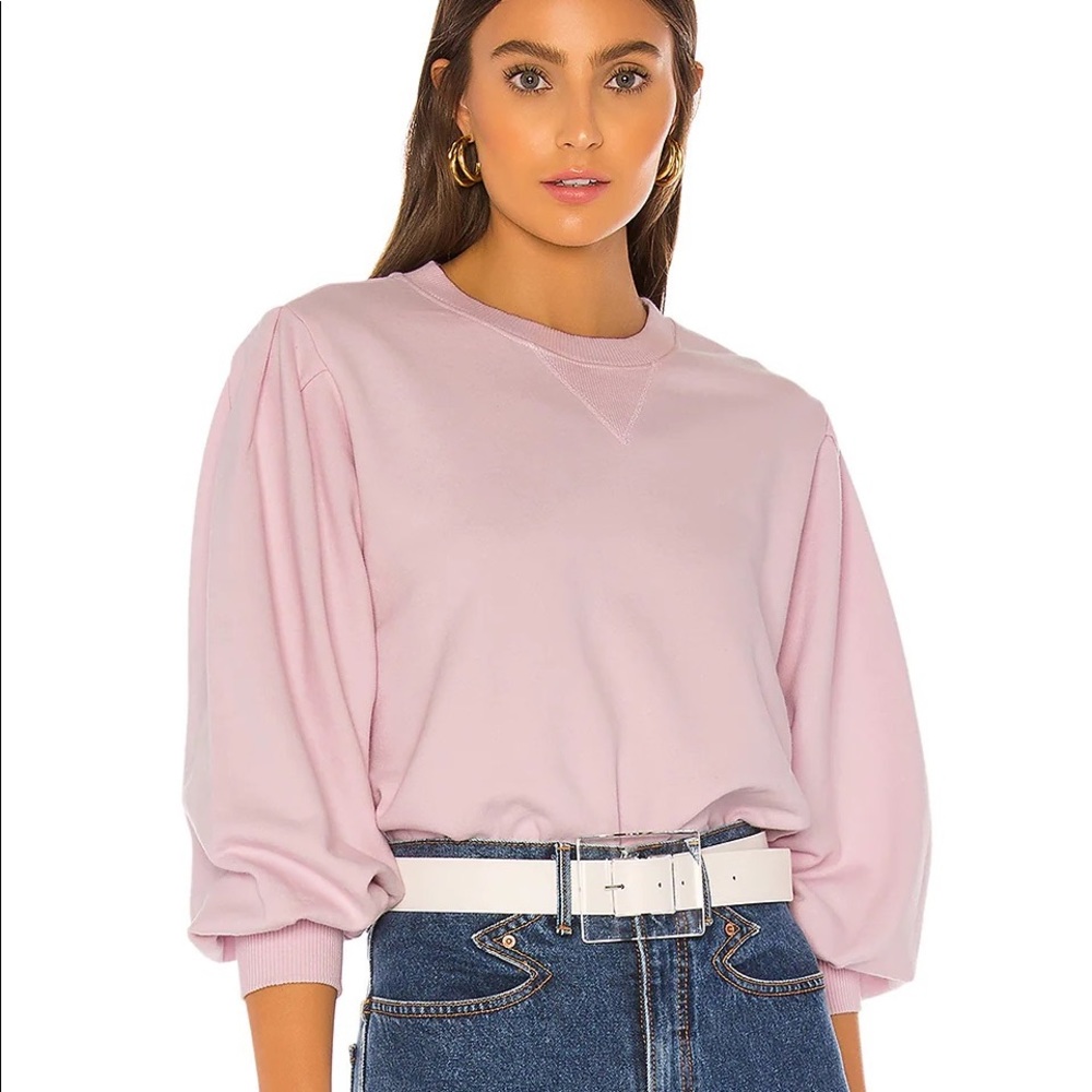 Rebecca Minkoff Scarlette pink pleated puff sleeve sweatshirt!